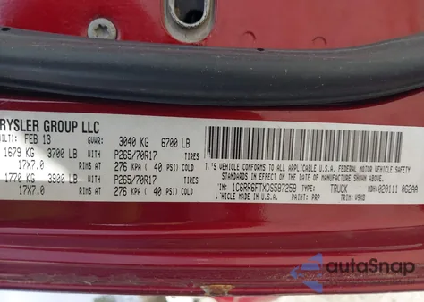 2013 Ram 1500 Tradesman from USA, damaged, VIN 1C6RR6FTXDS587259